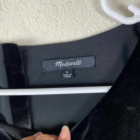 Madewell black velvet drop waist bell dress P - Picture 8 of 11